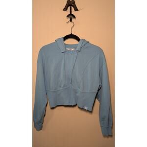 Joy Lab Cropped Full-Zip Hoodie Sky Blue Sporty Athleisure Women's Size M